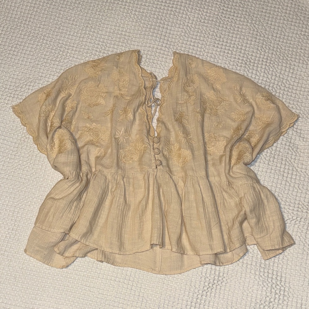 AEO V-Neck Embroidered Blouse